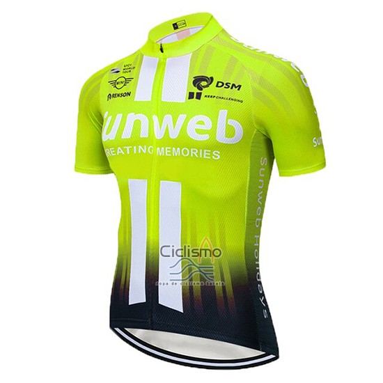 Sunweb Ropa Ciclismo Culotte Corto 2019 Mangas Cortas AMarillo Blanco